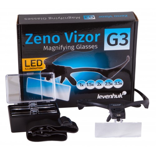 Levenhuk Zeno Vizor G3 PLUS Palielin&amp;#x101;mais stikls &amp;amp; Brilles ar Apgaismojumu (1-3,5x)