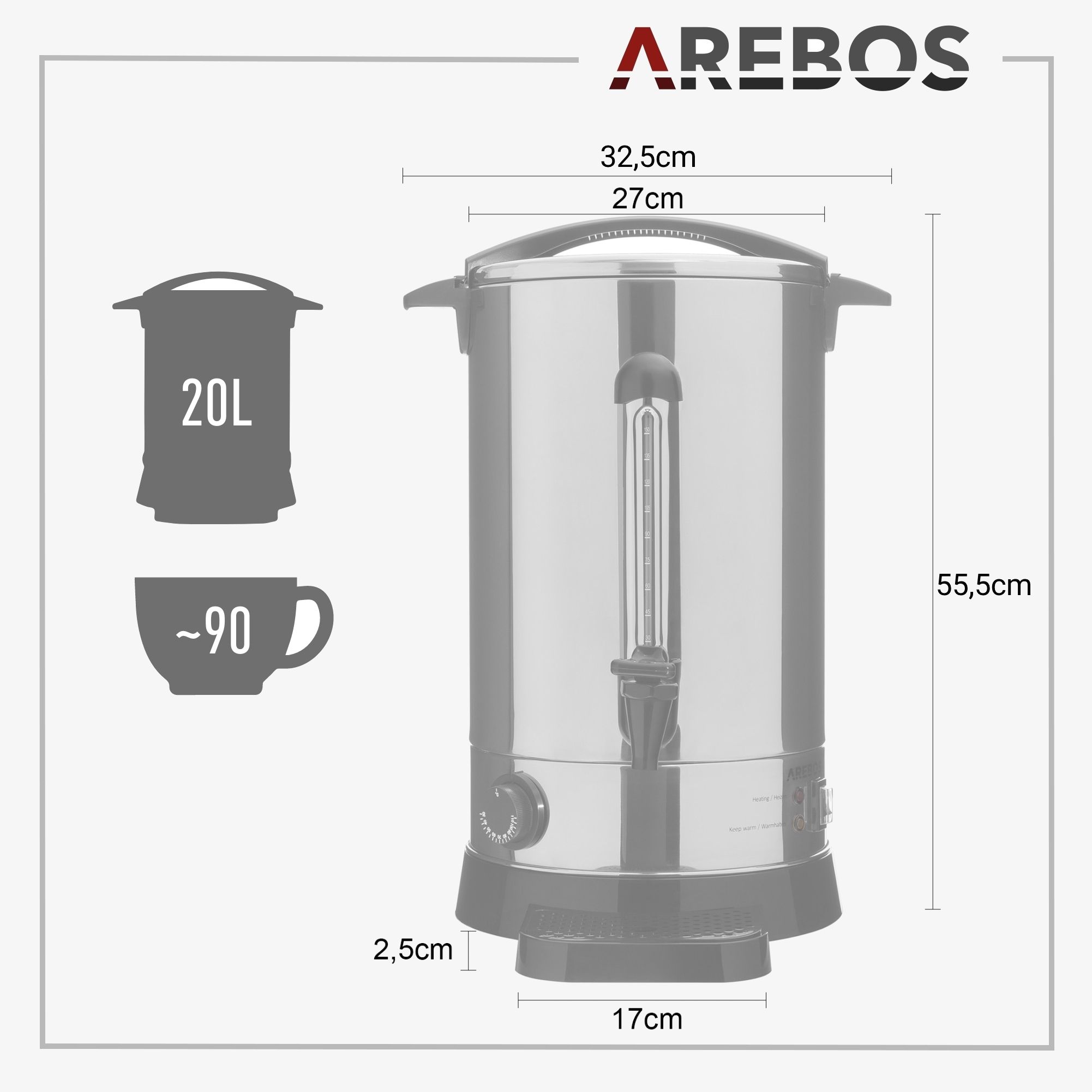 Karstvīna tējkanna 20l 1650W Karstvīna tējkanna 20l 1650W