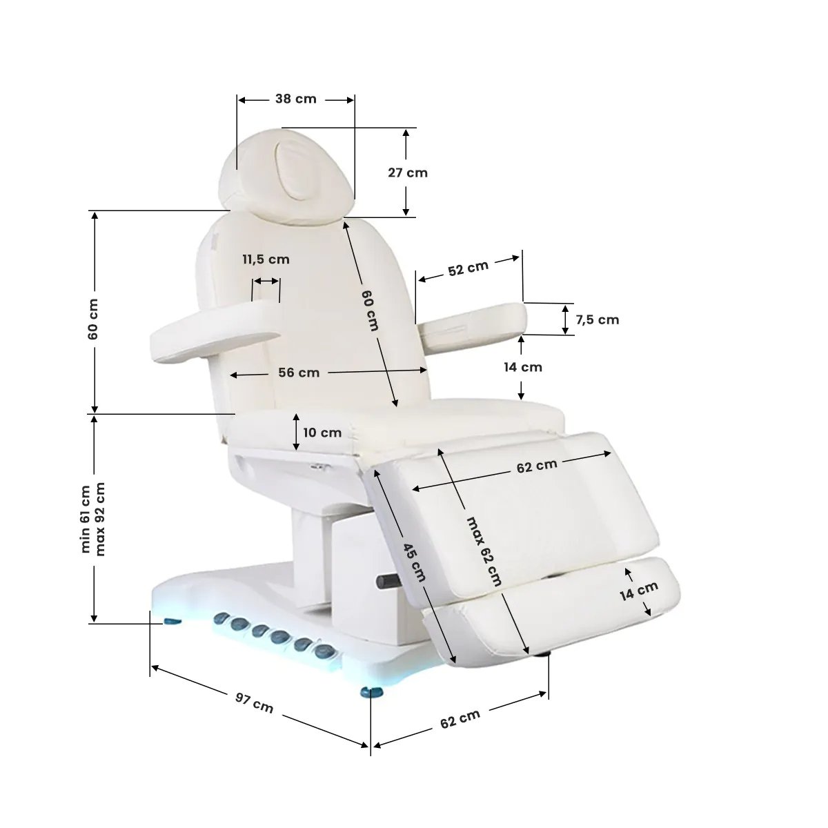 Ekskluzīvs kosmetoloģijas krēsls Azzurro 708B White Ekskluzīvs kosmetoloģijas krēsls Azzurro 708B White