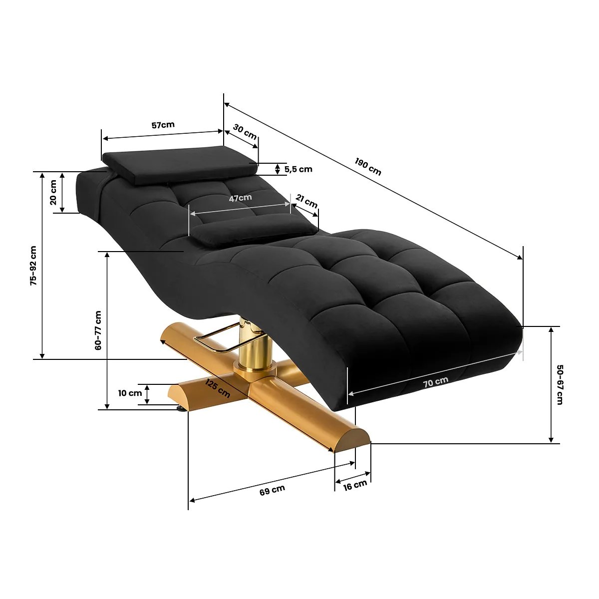 Кресло для наращивания ресниц Sillon Corona Black/Gold Кресло для наращивания ресниц Sillon Corona Black/Gold