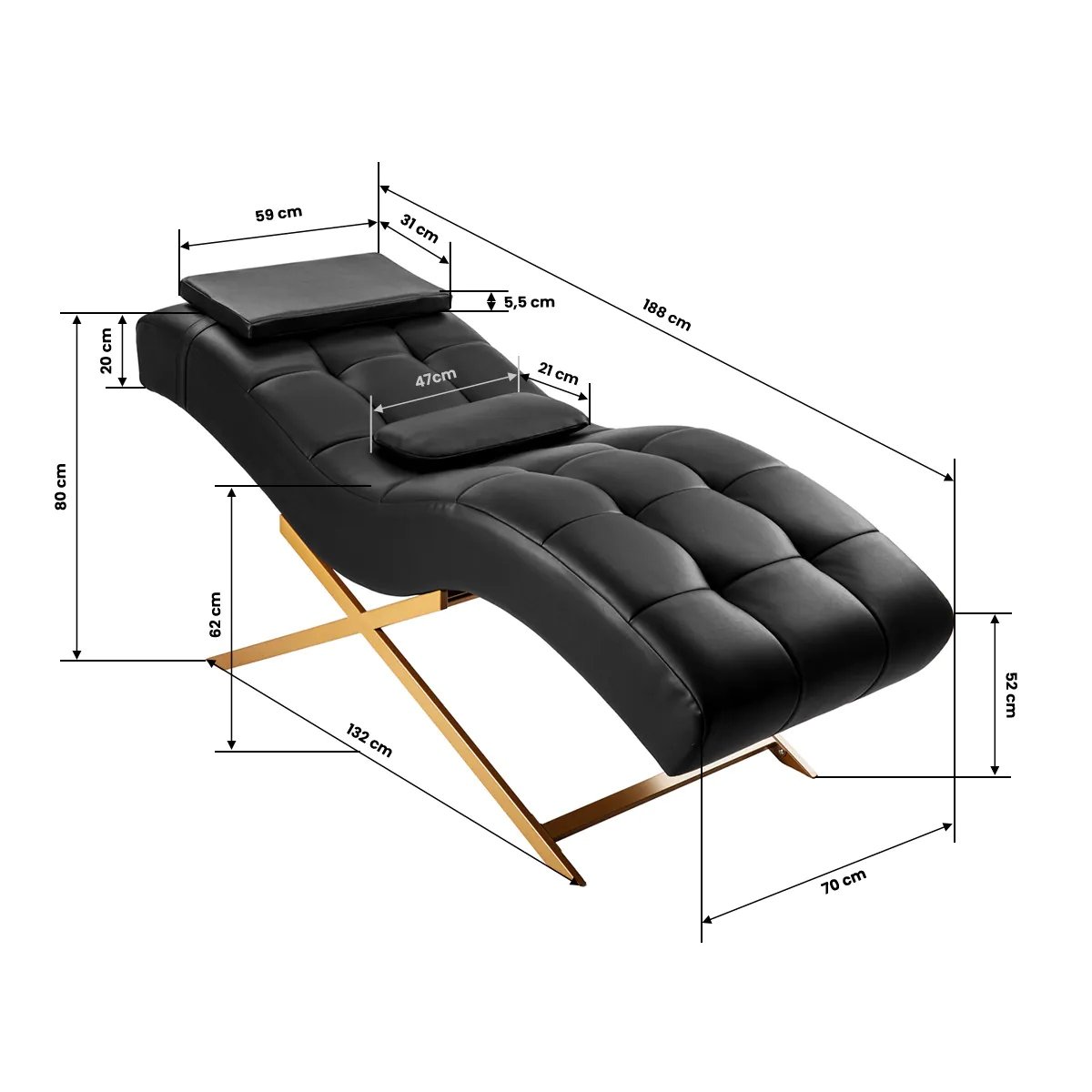 Кресло для наращивания ресниц Sillon Alba Black/Gold Кресло для наращивания ресниц Sillon Alba Black/Gold