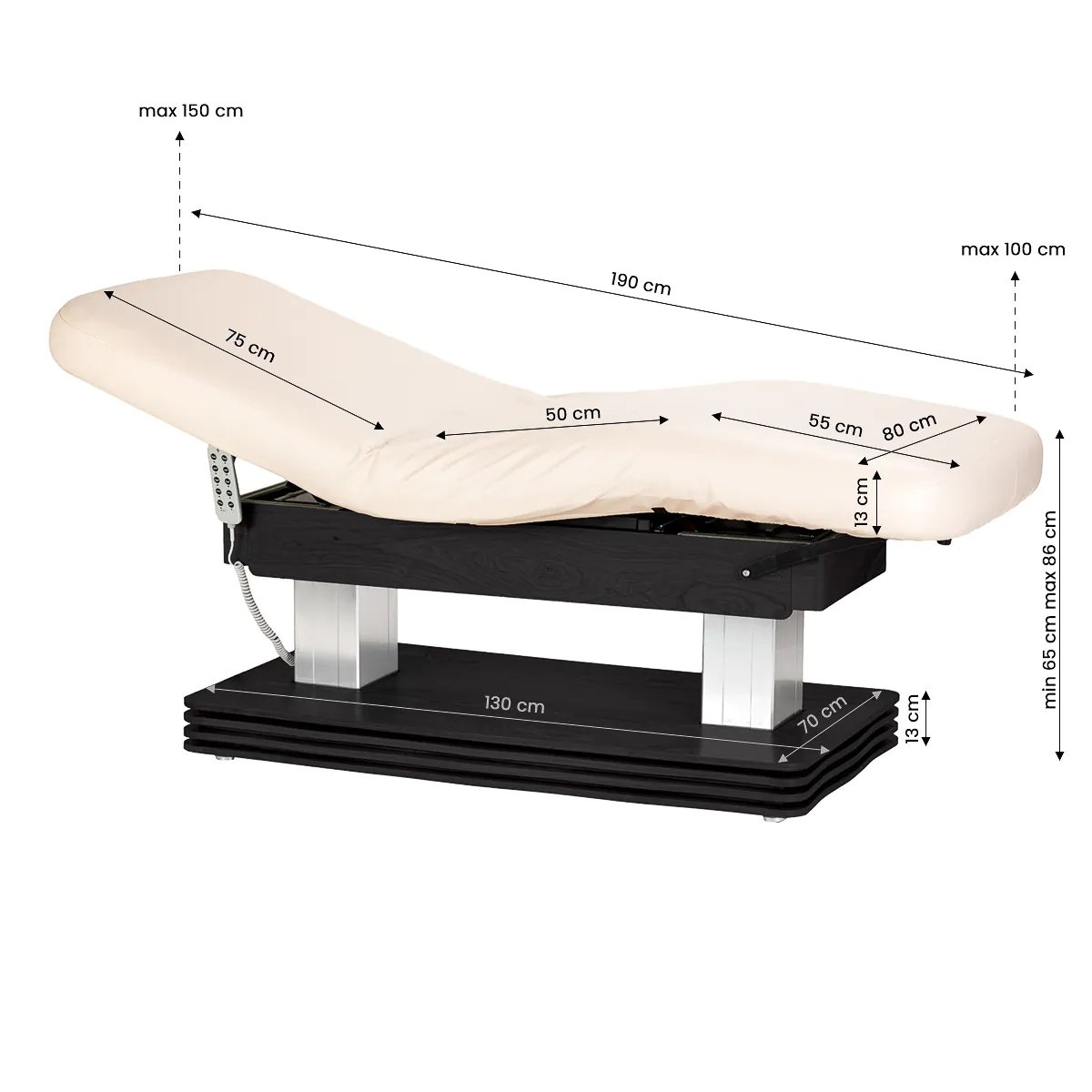 Elektriskā kosmetoloģijas kušete Sillon Comfort Cream/Black