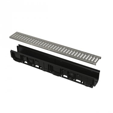 Drenāžas kanāls 100mm AVZ102-R102, plastikas rāmis, cinkota tērauda režģis