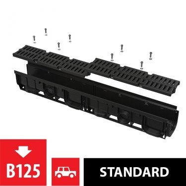 Drenāžas kanāls 100mm AVZ104-R402, plastikas rāmis,kompozītmateriāla režģis
