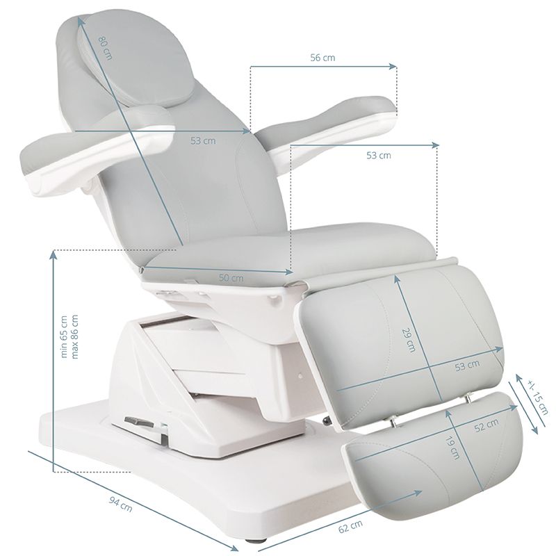 Kosmetoloģijas krēsls Basic 169 Grey Kosmetoloģijas krēsls Basic 169 Grey